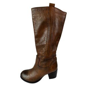 Made in Italy Women's 37 US7.5 Pullon Tall Riding Boot Burnished Distressed Leat